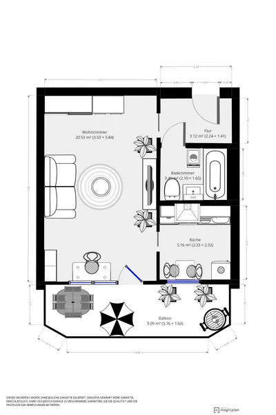 Stilvolle, gepflegte 1-Zimmer-Wohnung mit hochwertiger Ausstattung, großem Balkon und EBK — photo 1